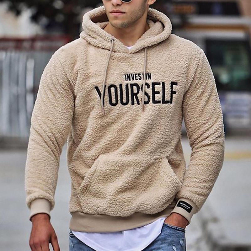 Felpa con Cappuccio da Uomo con Grafica Testuale - Image 1