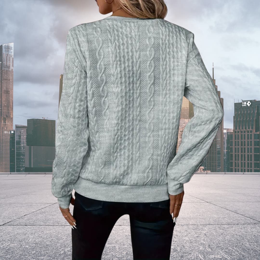 Maglione da donna a trecce con zip corta - Image 7