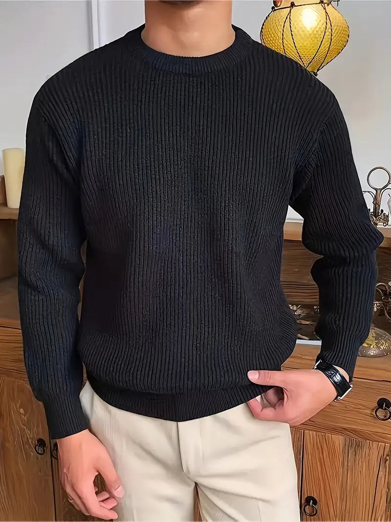 Maglione da Uomo Girocollo in Maglia a Coste - Image 4