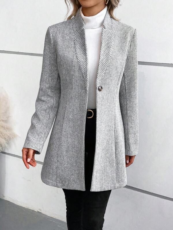 Cappotto A-Line da Donna con Un Bottone - Image 3