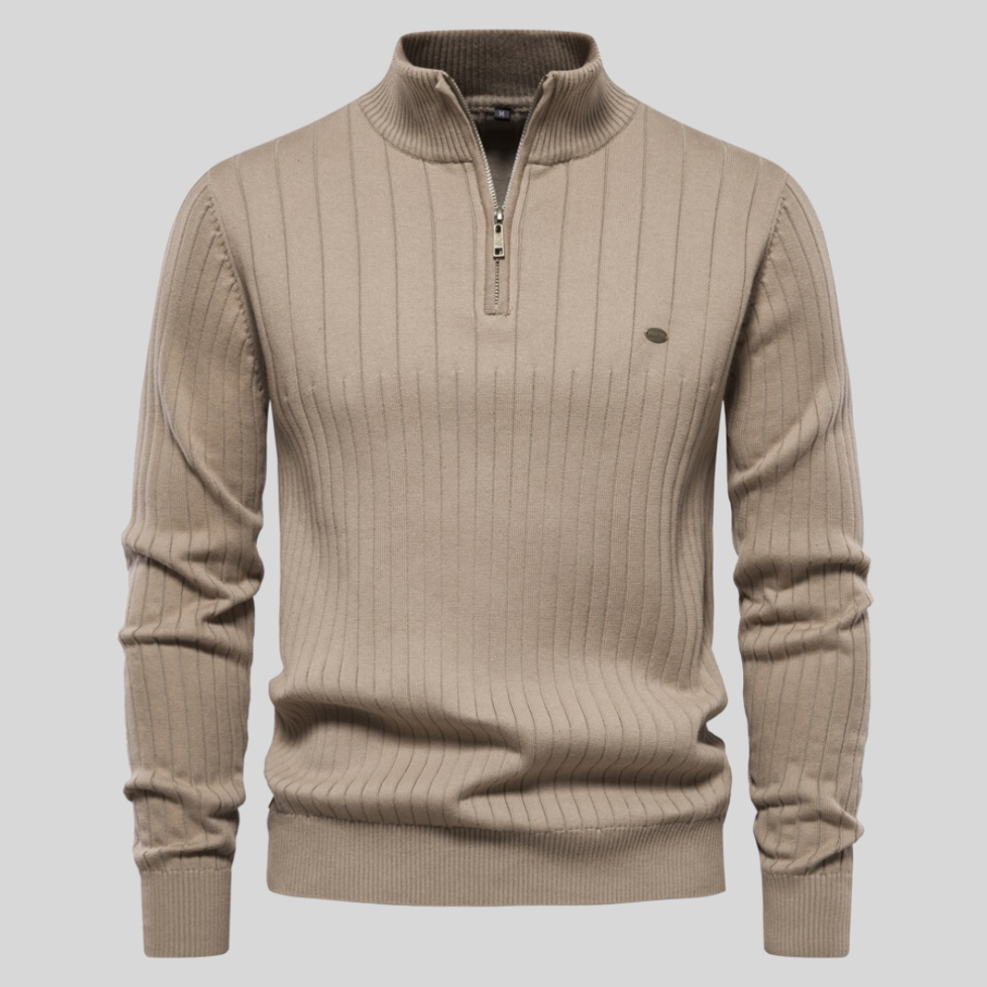 Maglione da Uomo con Collo alla Coreana e Zip Corta - Image 9