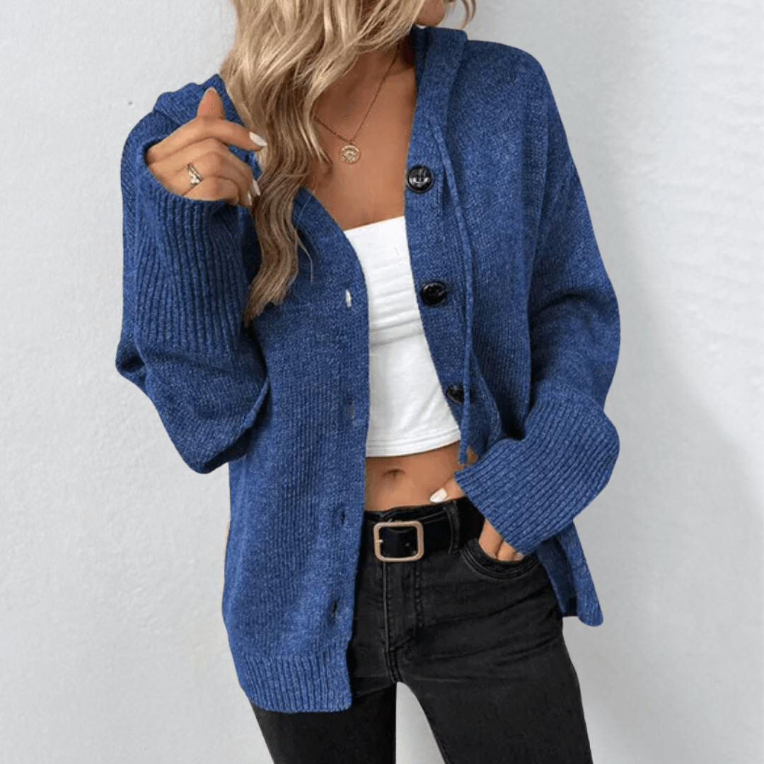 Cardigan da Donna con Cappuccio e Abbottonatura Frontale - Image 5