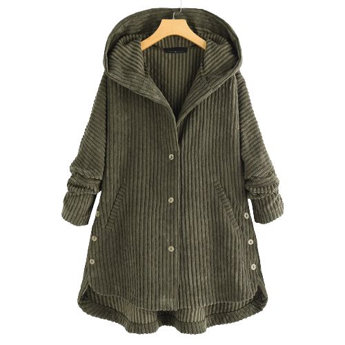 Giacca da donna in velluto a coste con cappuccio - Image 1