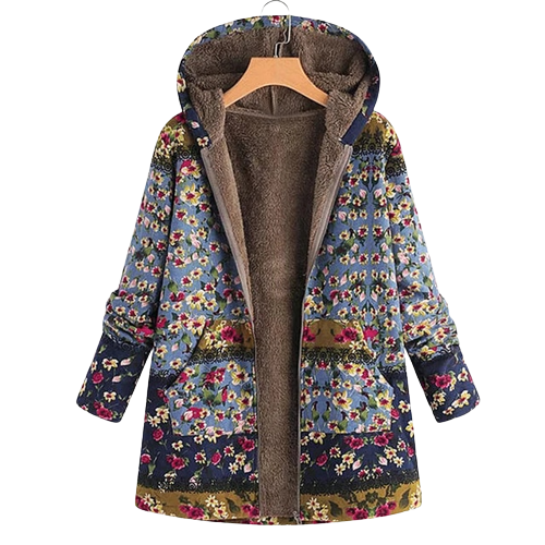 Giacca con cappuccio da donna a fiori - Image 3