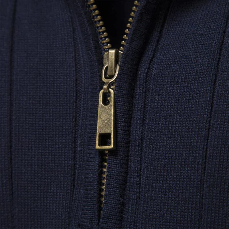 Maglione da uomo a coste con zip corta - Image 4