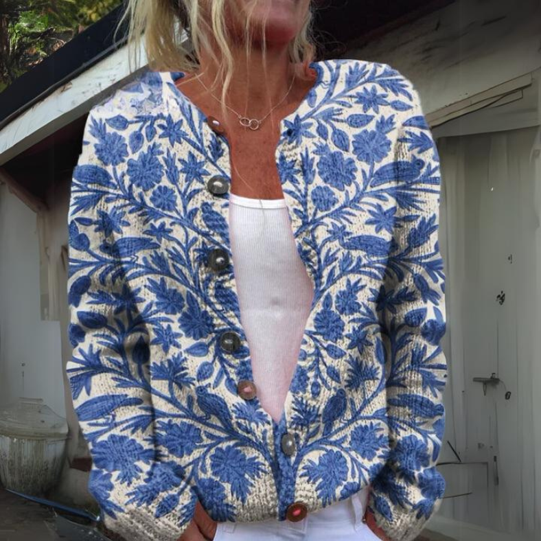 Cardigan da Donna con Bottoni e Motivo Floreale - Image 2