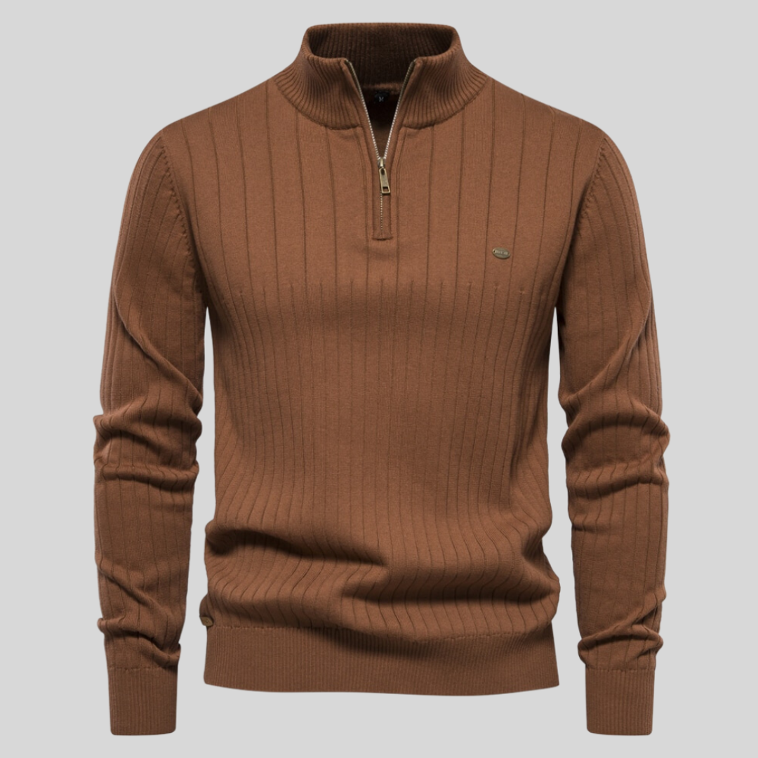 Maglione da Uomo con Collo alla Coreana e Zip Corta - Image 8