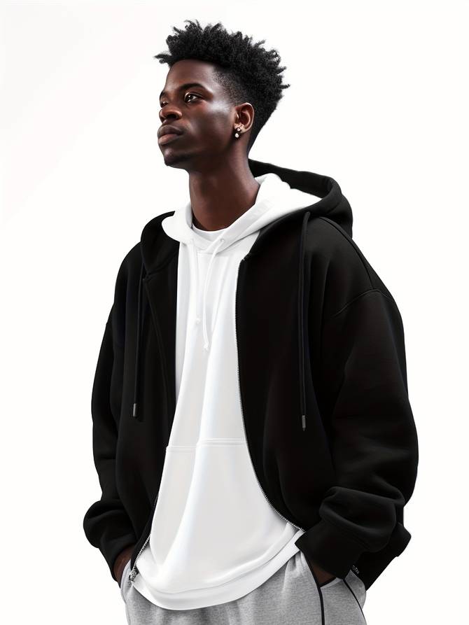 Giacca da uomo con cappuccio e zip intera - Image 1