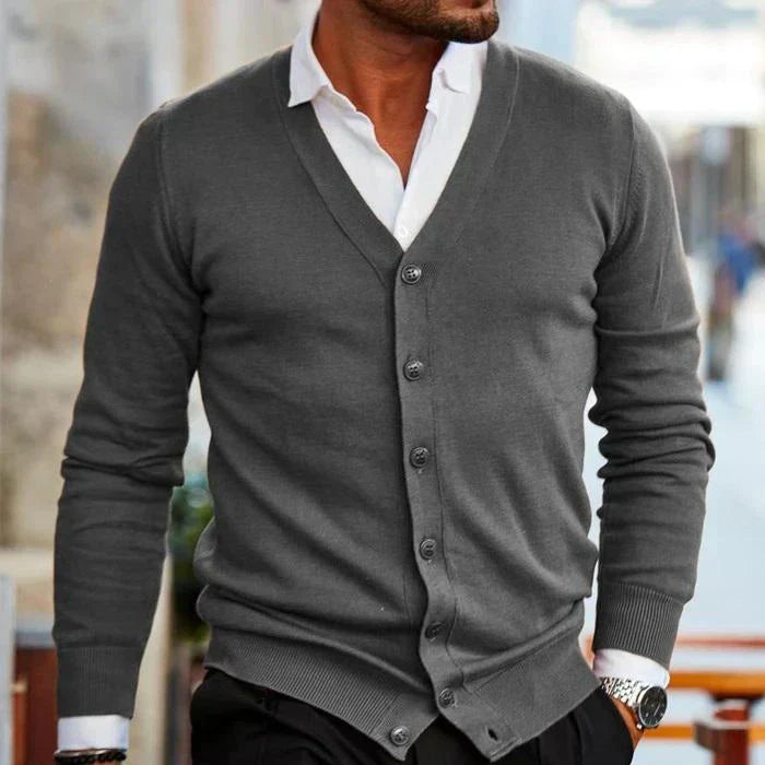 Cardigan da Uomo con Scollo a V e Bottoni - Image 5