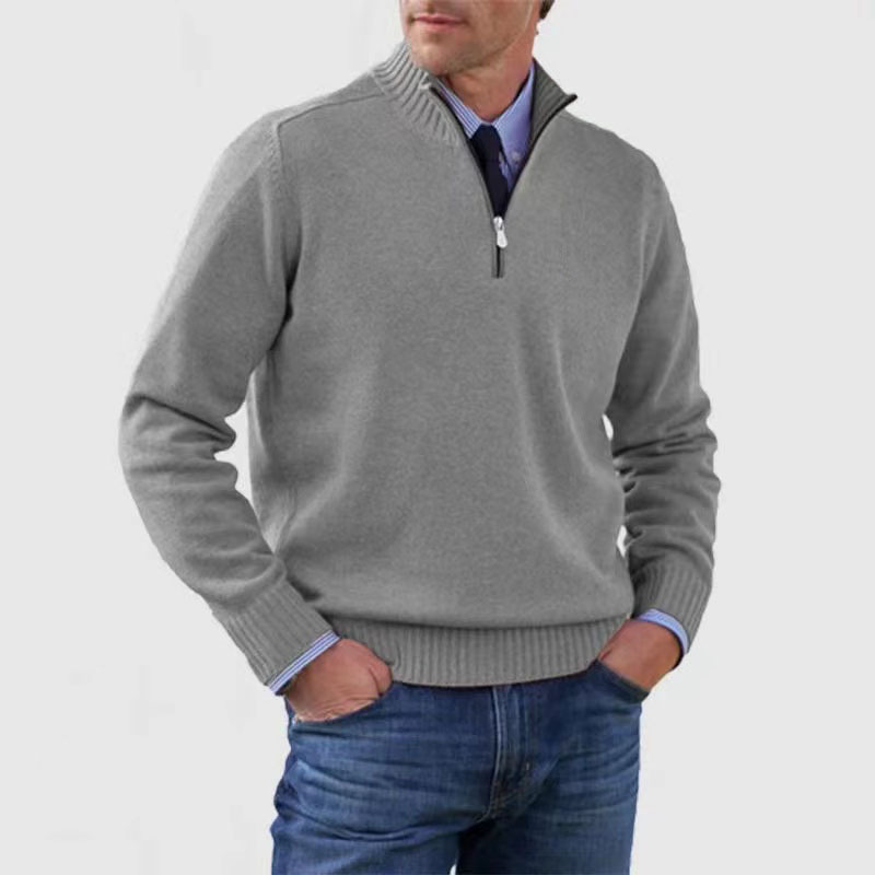 Maglione da uomo a manica lunga con zip corta - Image 2