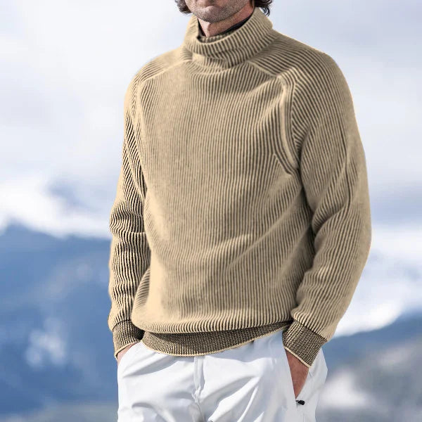 Maglione da uomo a coste con collo alto - Image 3