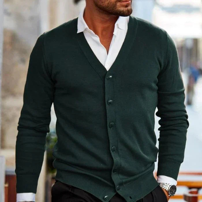 Cardigan da Uomo con Scollo a V e Bottoni - Image 4