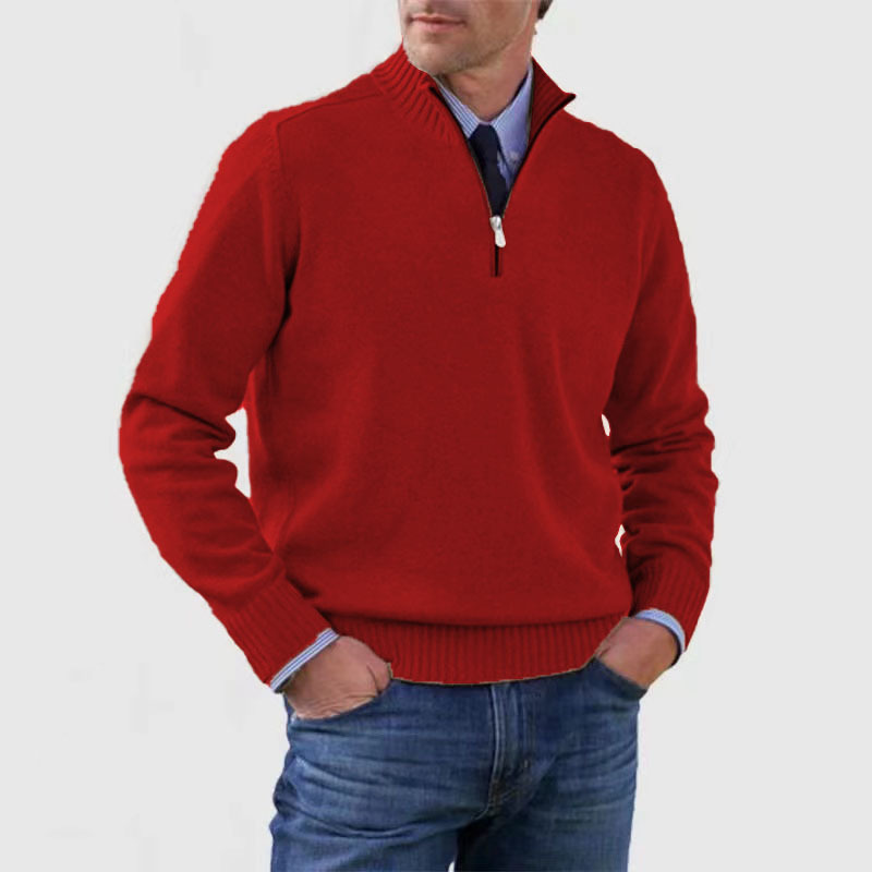 Maglione da uomo a manica lunga con zip corta - Image 1