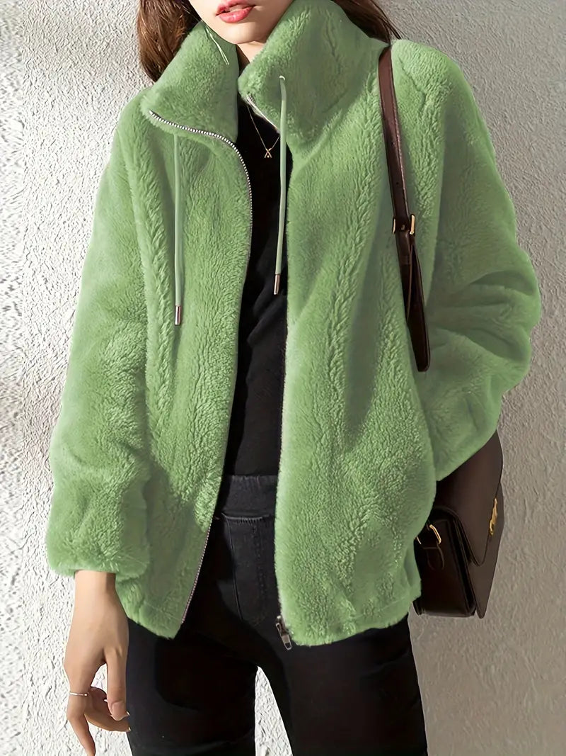 Giacca da donna con zip in ecopelliccia - Image 4