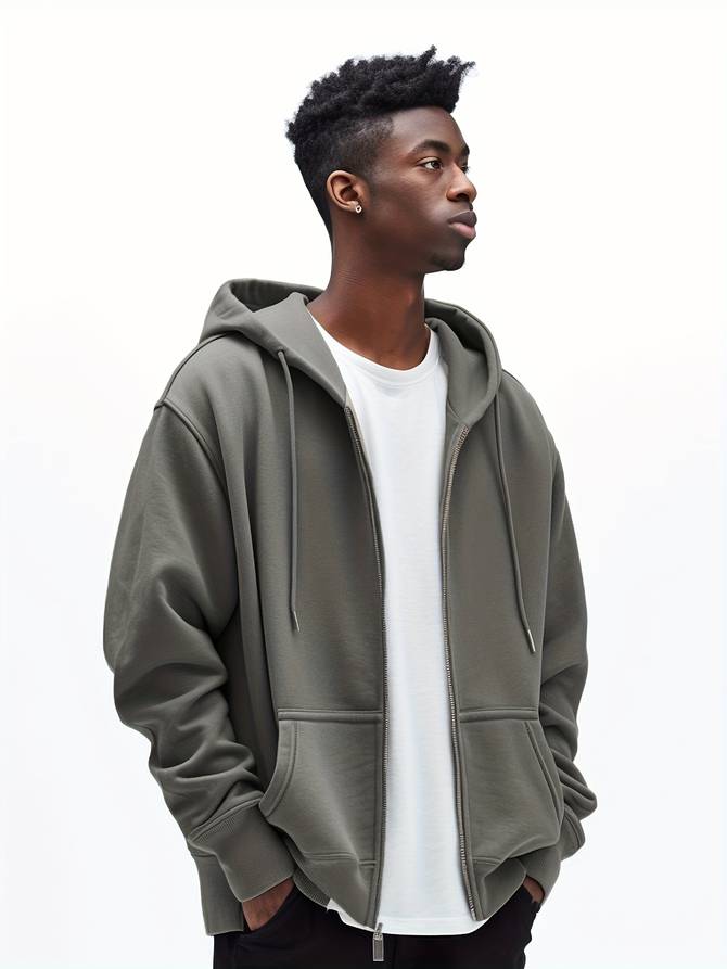 Giacca da uomo con cappuccio e zip intera - Image 2