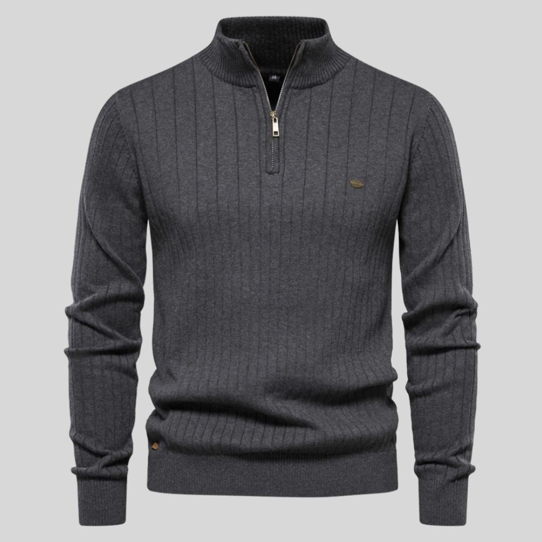 Maglione da Uomo con Collo alla Coreana e Zip Corta - Image 7