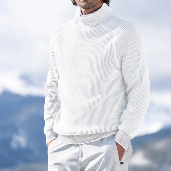 Maglione da uomo a coste con collo alto - Image 4