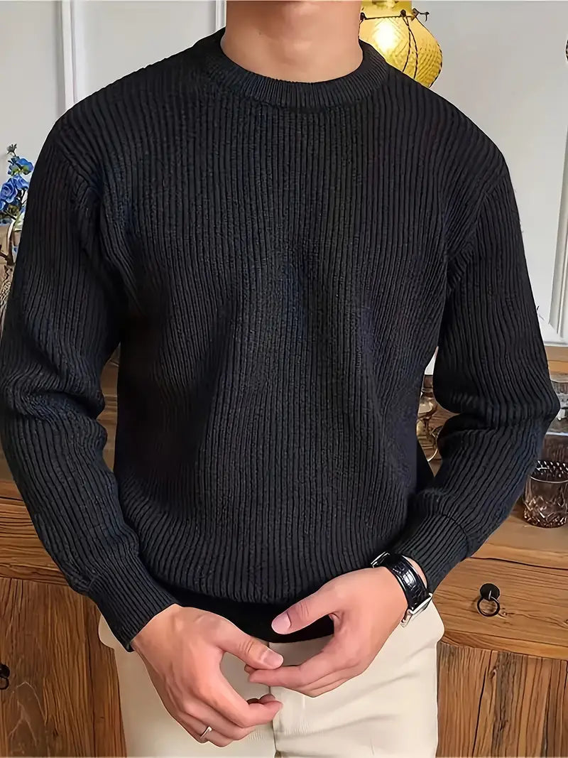 Maglione da Uomo Girocollo in Maglia a Coste - Image 2