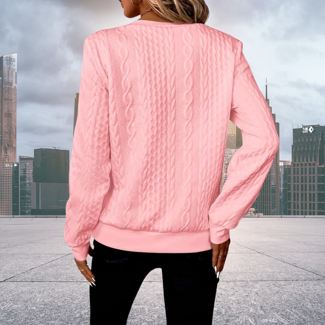 Maglione da donna a trecce con zip corta - Image 5