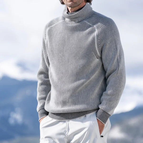Maglione da uomo a coste con collo alto - Image 1