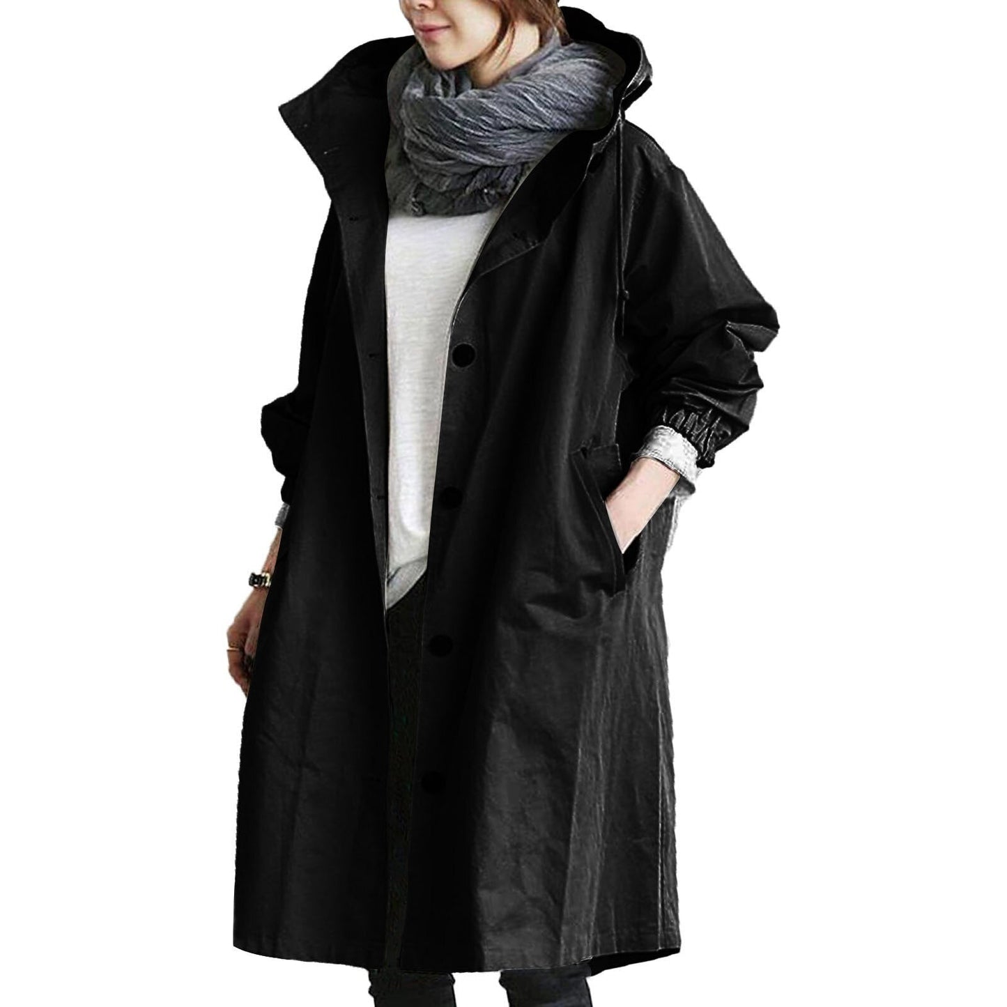 Cappotto Lungo con Cappuccio da Donna - Image 2
