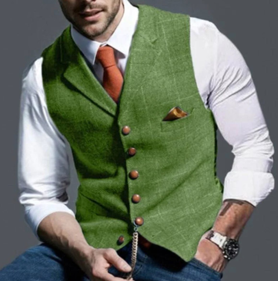 Gilet da uomo slim fit a quadri - Image 2