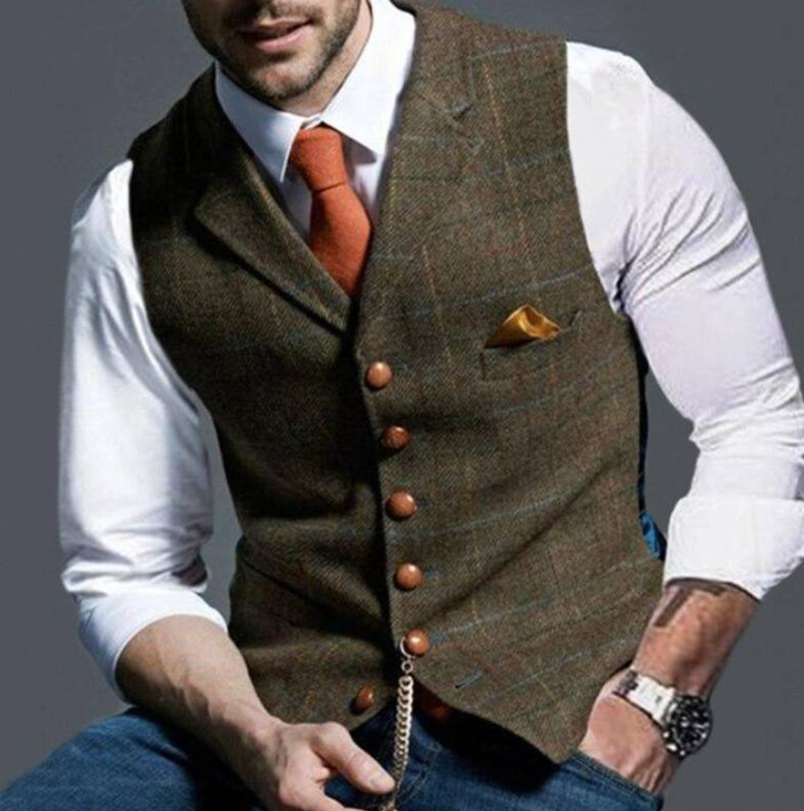 Gilet da uomo slim fit a quadri - Image 7