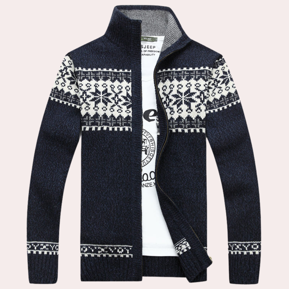 Giacca da uomo in maglia fantasia con zip intera - Image 1