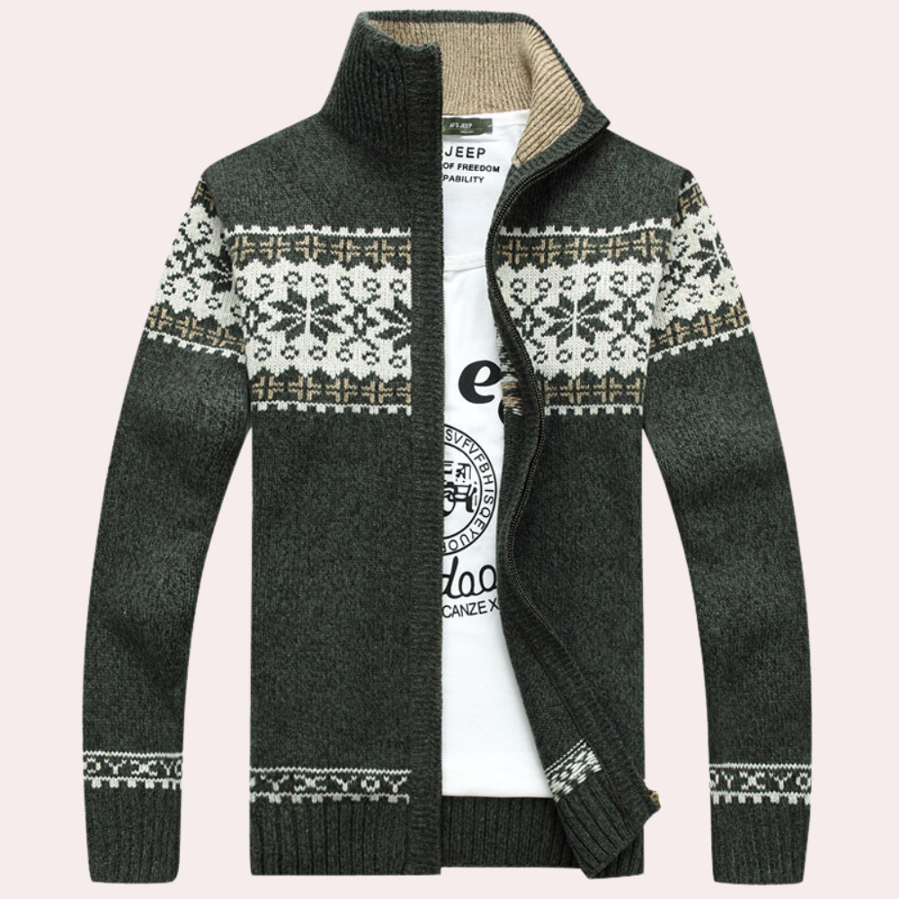 Giacca da uomo in maglia fantasia con zip intera - Image 4