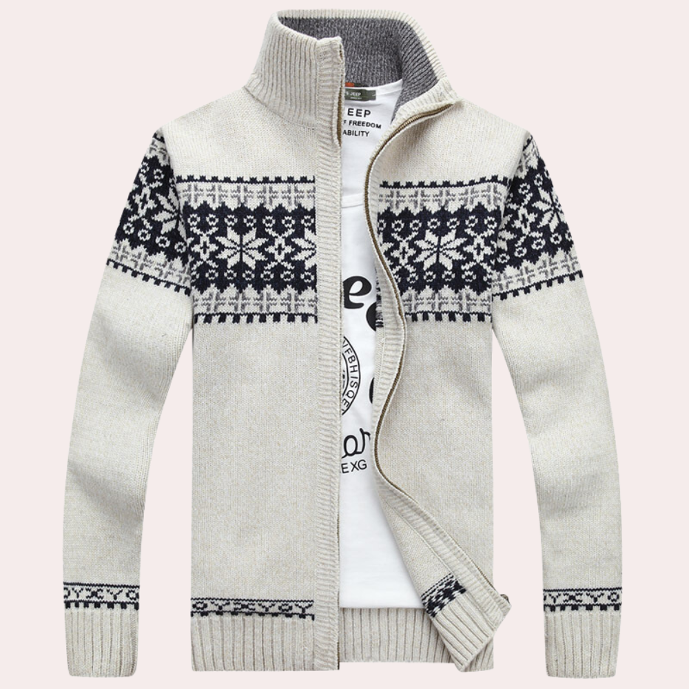 Giacca da uomo in maglia fantasia con zip intera - Image 5