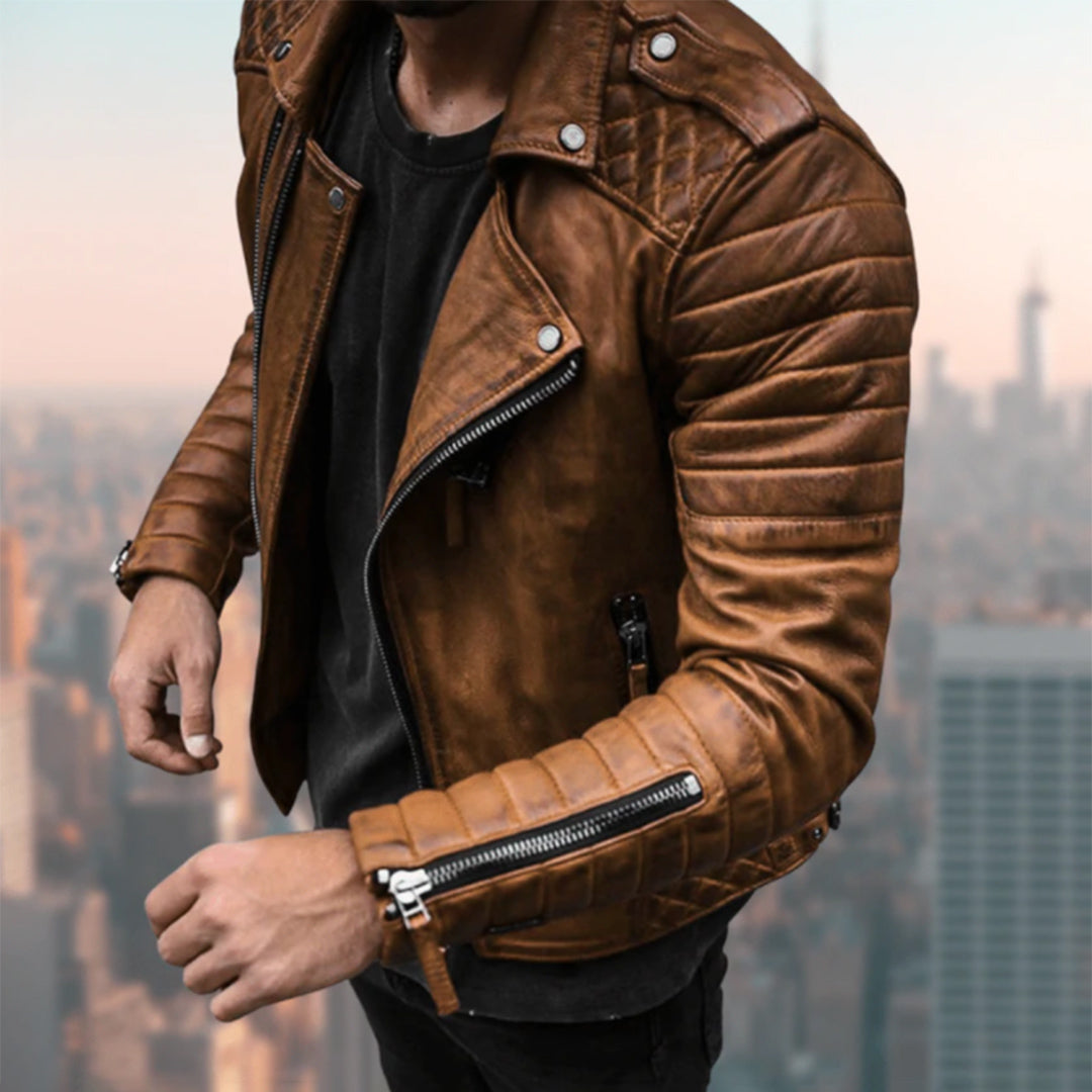 Giacca in pelle slim-fit da uomo - Image 3
