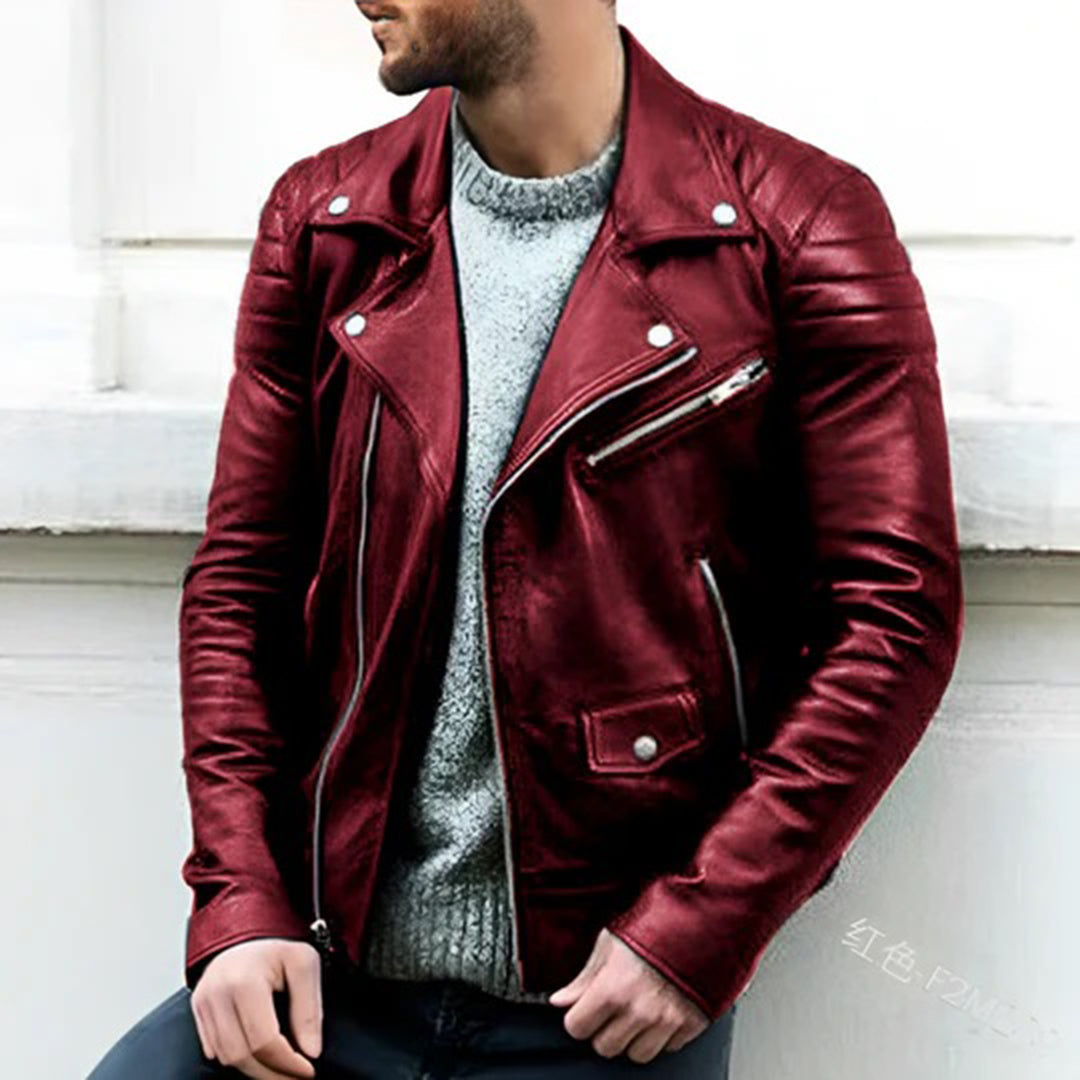 Giacca in pelle slim-fit da uomo - Image 4