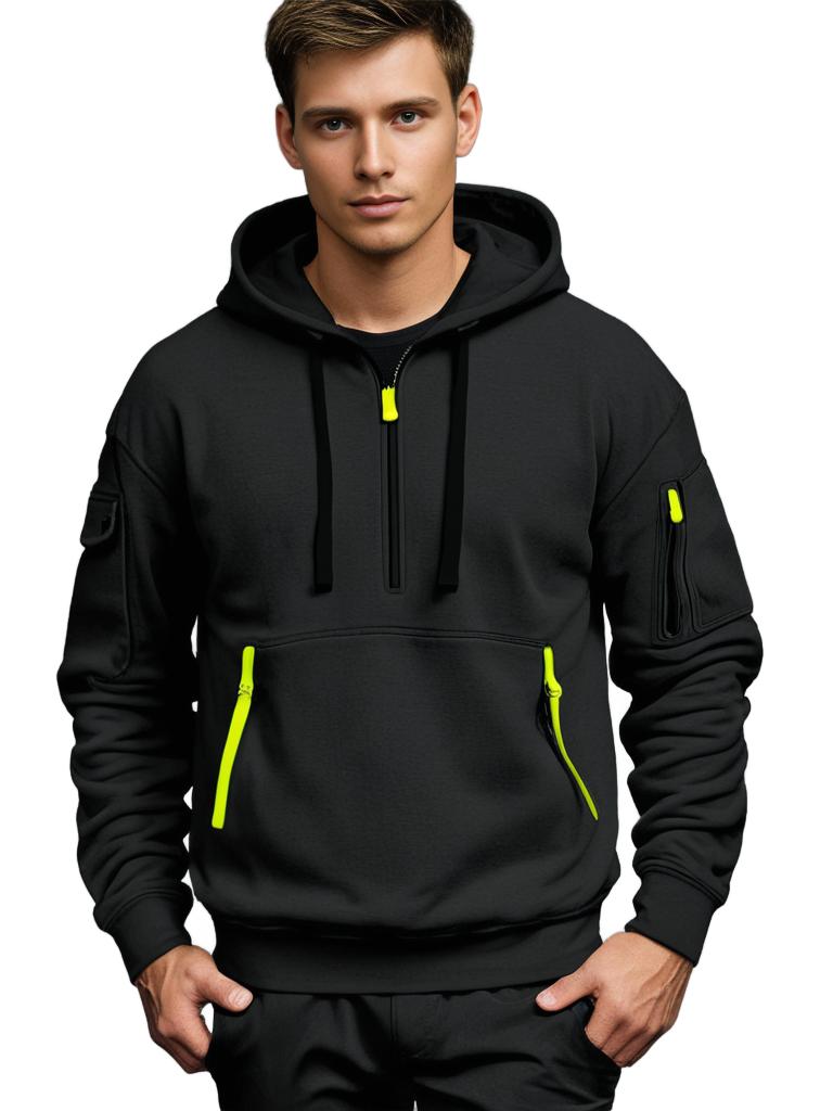 Felpa da uomo con cappuccio e mezza zip - Image 5