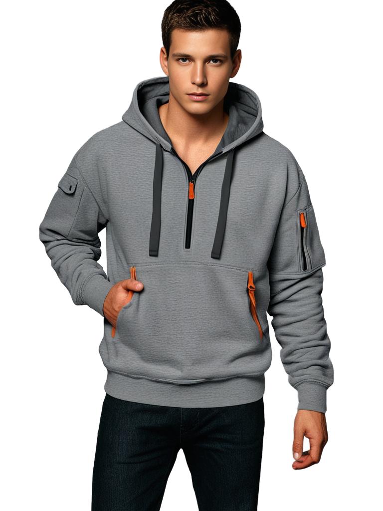 Felpa da uomo con cappuccio e mezza zip - Image 4
