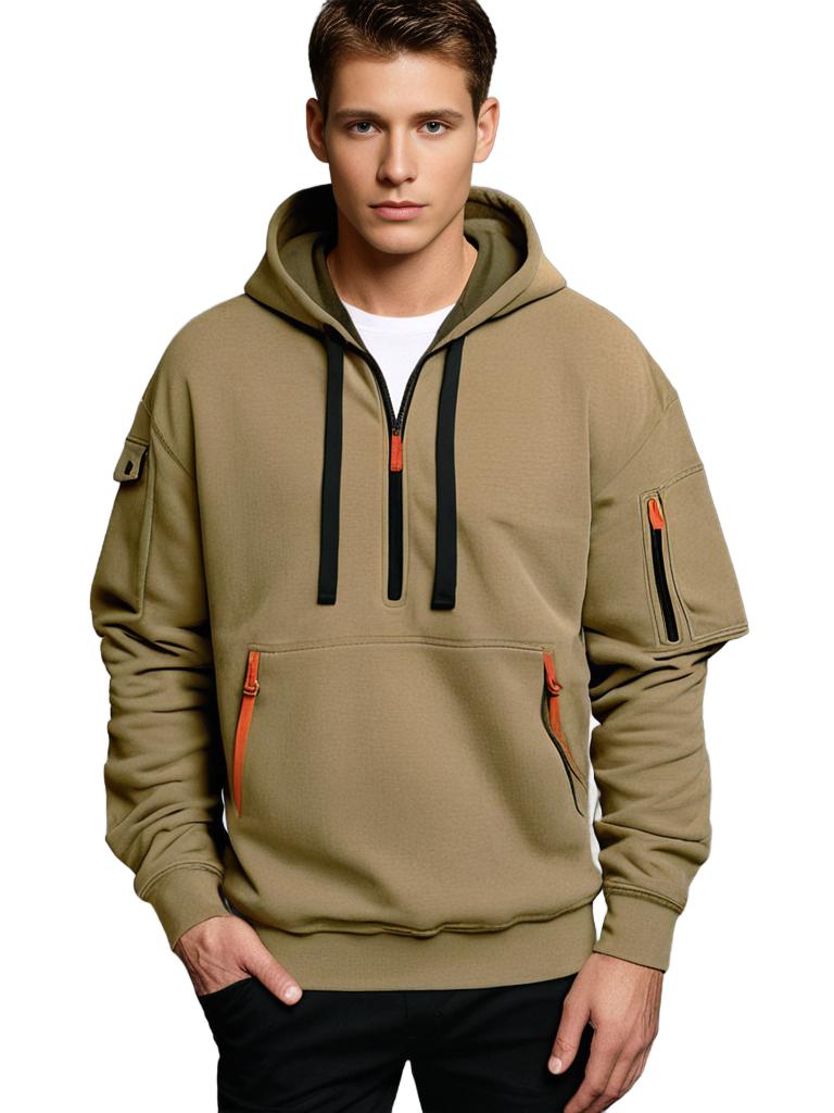 Felpa da uomo con cappuccio e mezza zip - Image 2