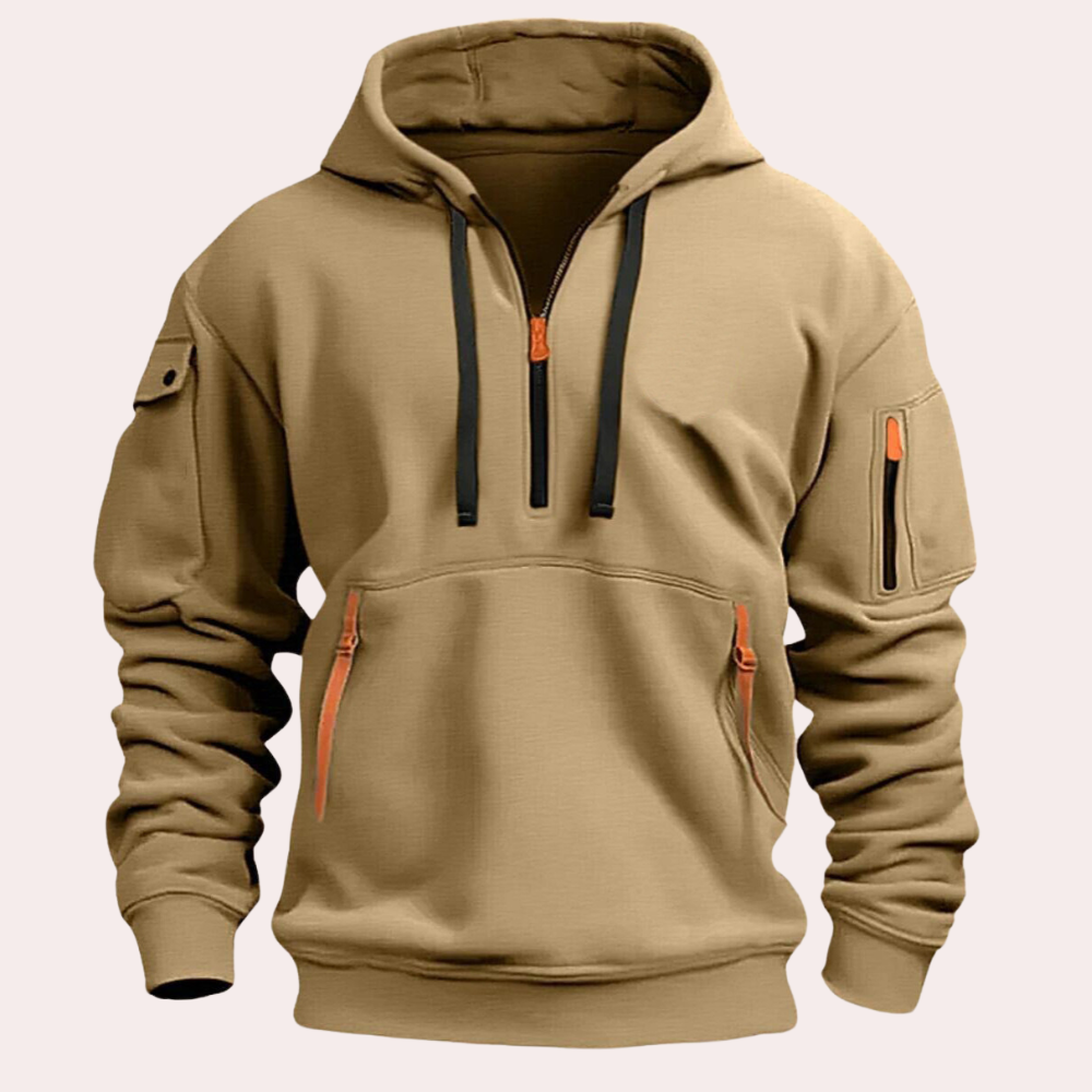 Felpa da uomo con cappuccio e mezza zip - Image 1