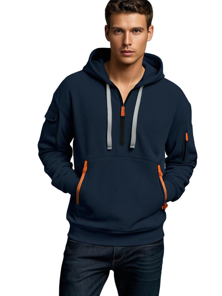 Felpa da uomo con cappuccio e mezza zip - Image 3