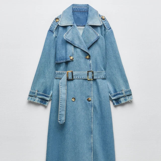 Cappotto in denim doppiopetto da donna - Image 4