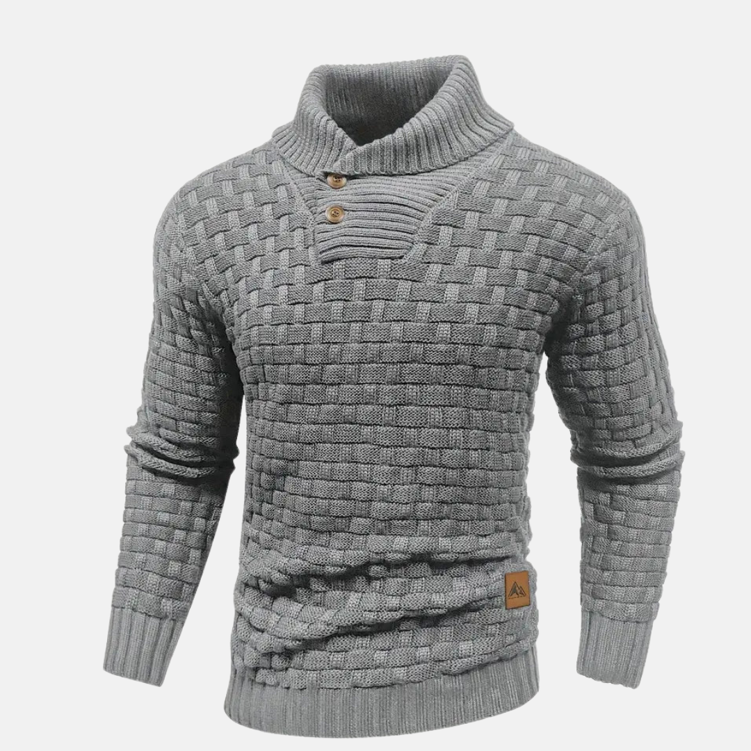 Maglione da uomo lavorato a maglia testurizzato con collo sciallato - Image 7