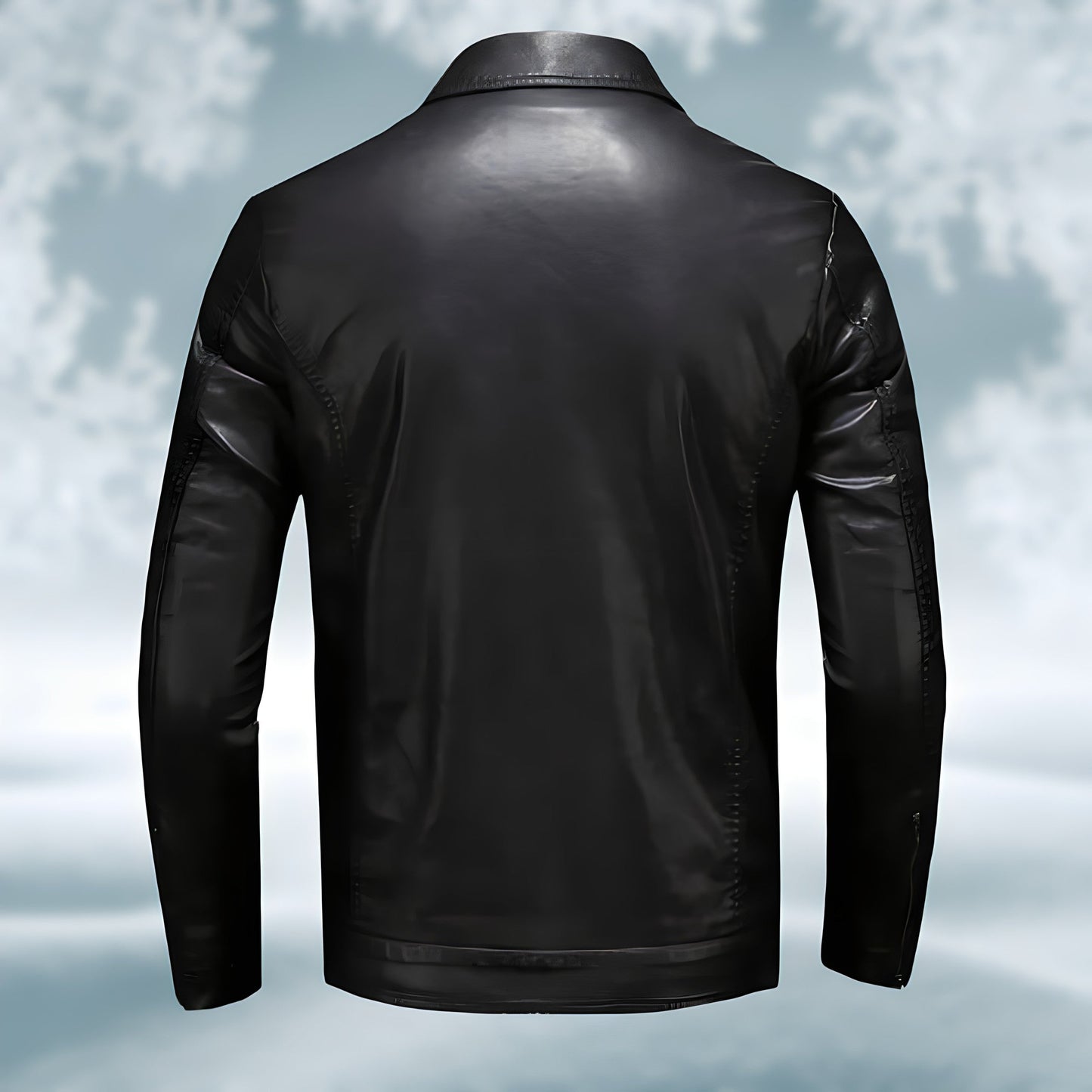 Giacca in pelle da uomo con colletto - Image 4
