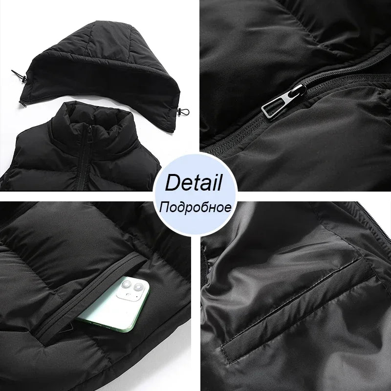 Gilet Piumino Imbottito con Cappuccio da Uomo - Image 5