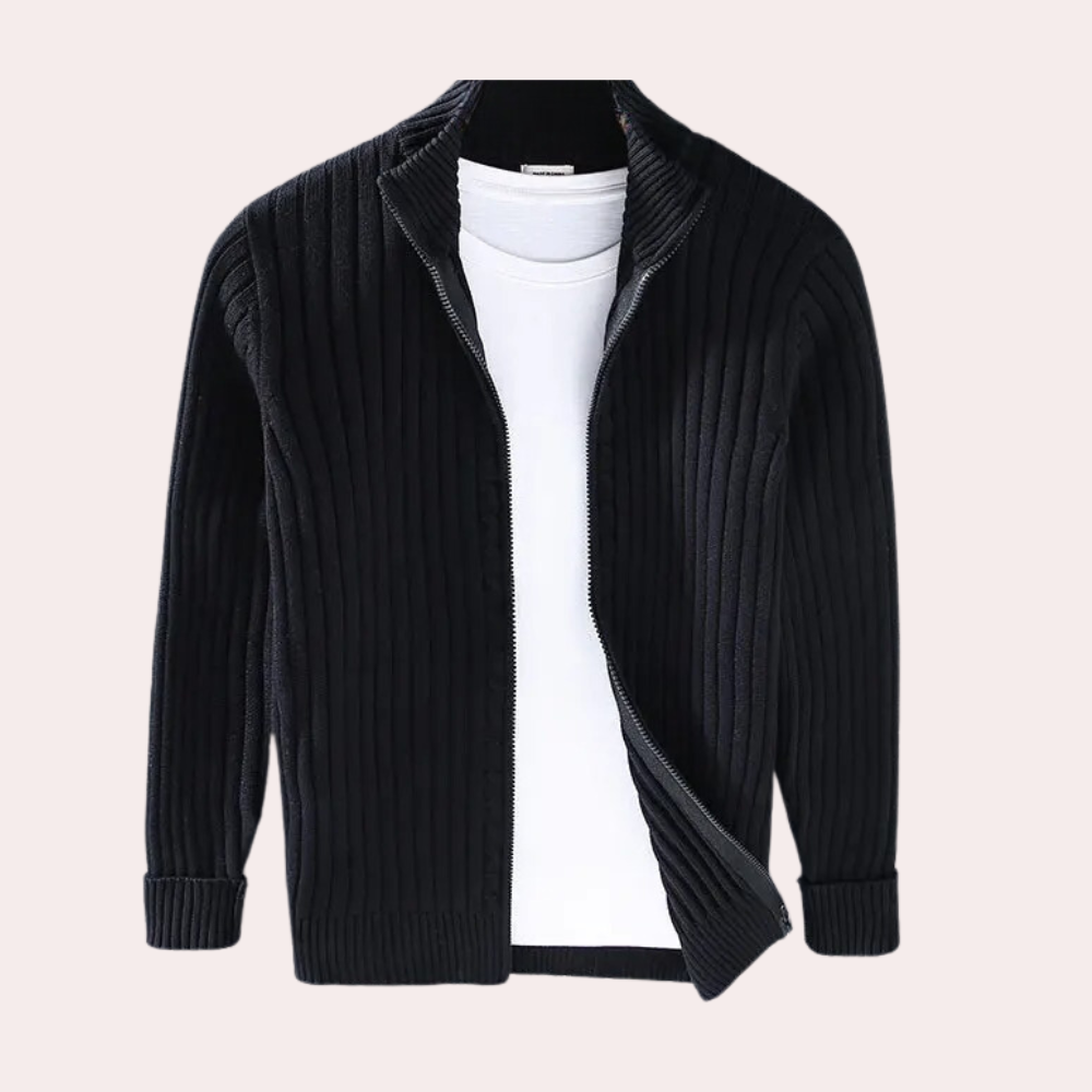 Giacca da uomo in maglia a coste con zip - Image 4