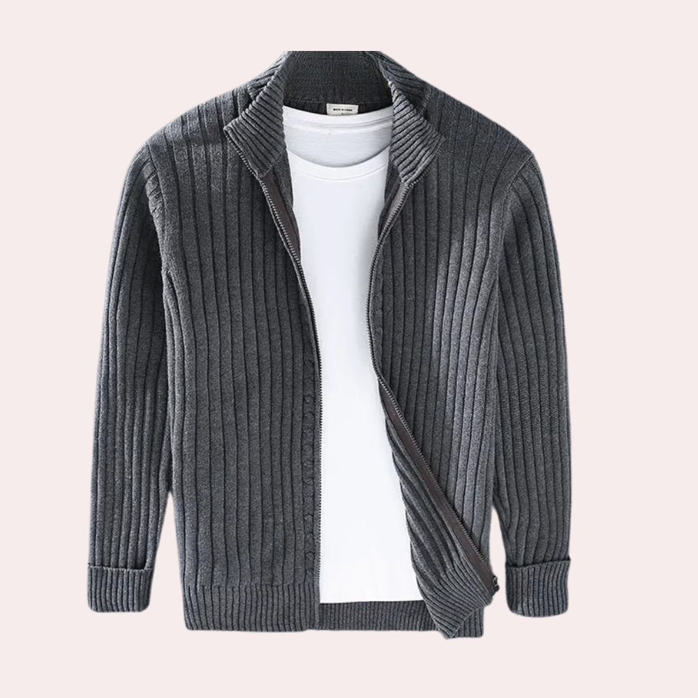 Giacca da uomo in maglia a coste con zip - Image 5
