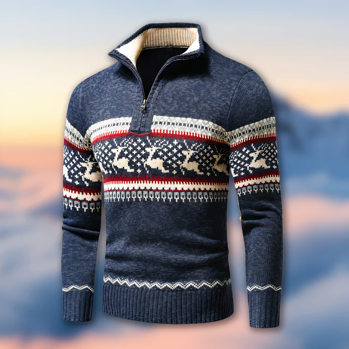 Maglione da uomo Fair Isle con zip corta - Image 2