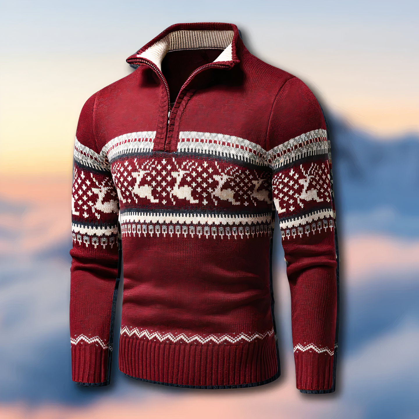 Maglione da uomo Fair Isle con zip corta - Image 1