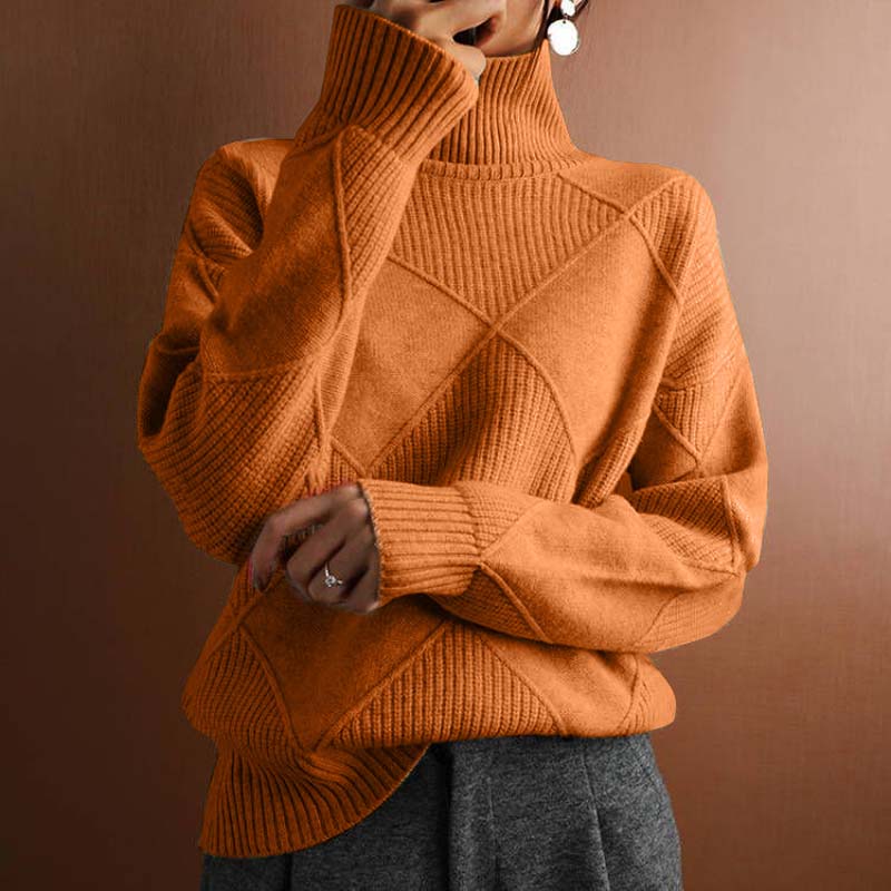 Maglione da Donna a Collo Alto con Motivo a Diamanti - Image 9