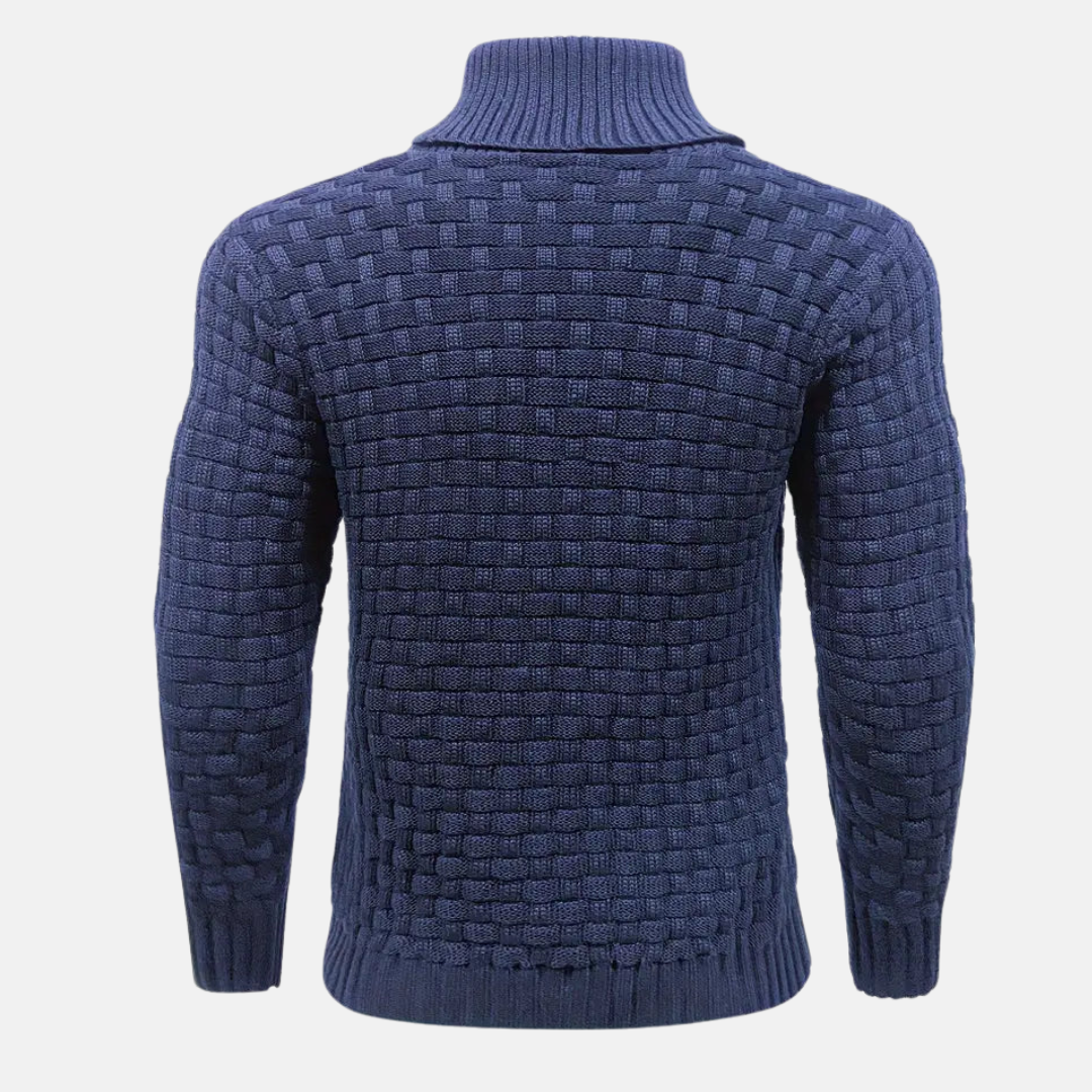 Maglione da uomo lavorato a maglia testurizzato con collo sciallato - Image 3