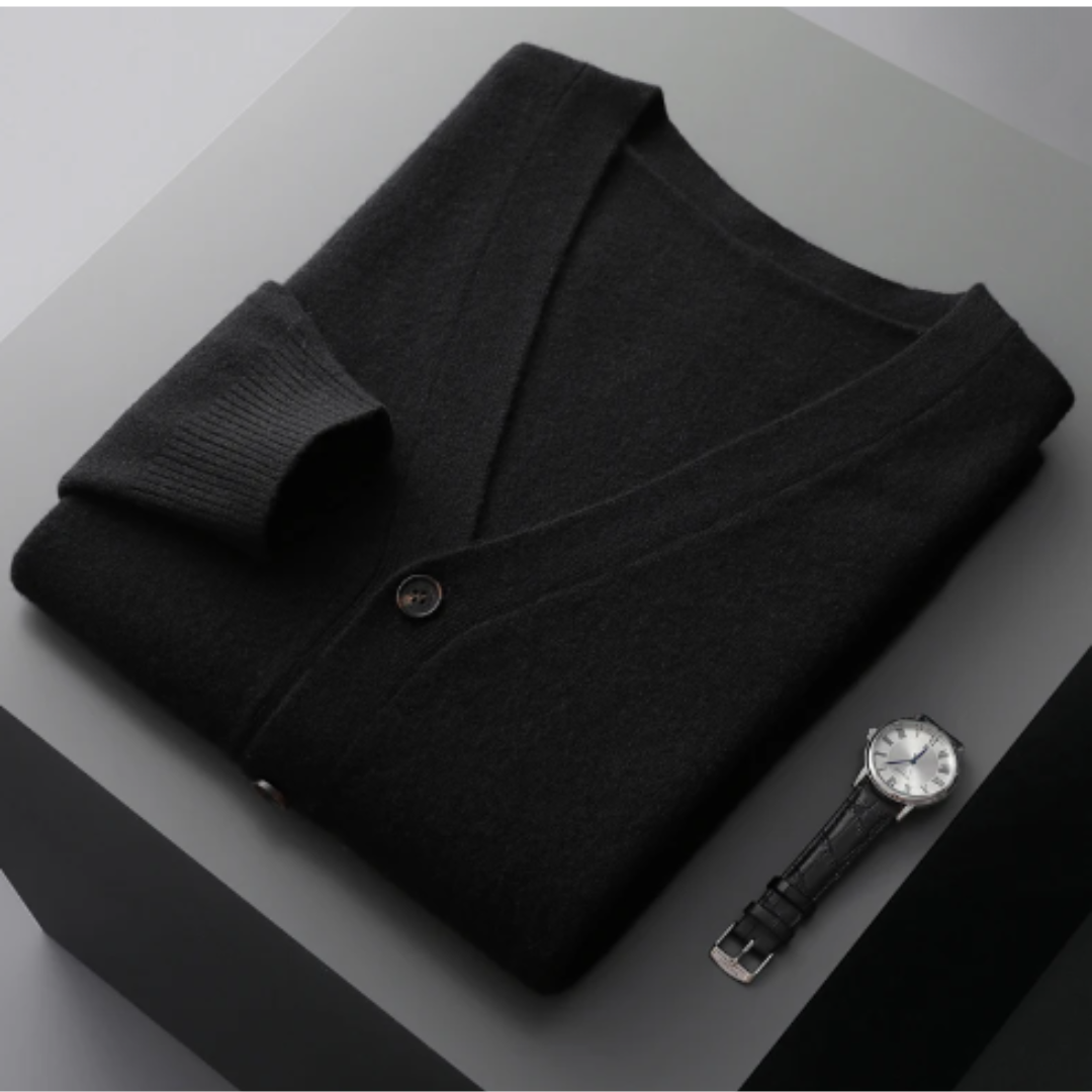 Cardigan da Uomo in Maglia a Coste con Scollo a V - Image 15