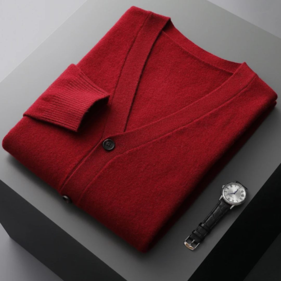 Cardigan da Uomo in Maglia a Coste con Scollo a V - Image 14