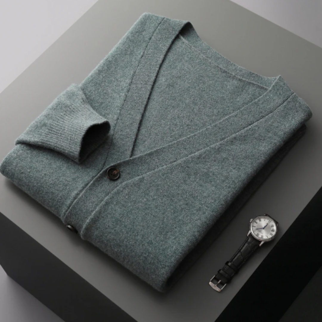 Cardigan da Uomo in Maglia a Coste con Scollo a V - Image 13